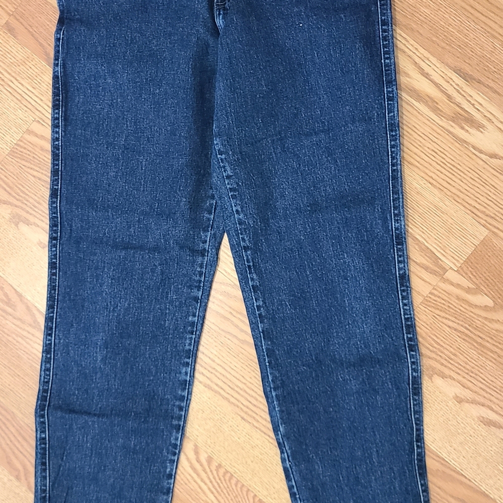 Womens Lee Straight Leg Baggy Dark Wash Denim High- waisted Pants Jeans Size 6/7